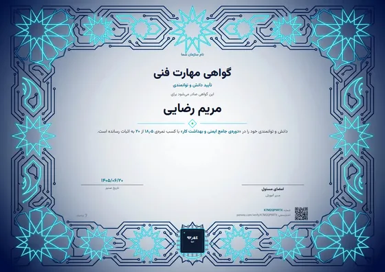 Sample certificate in the Circuit special design