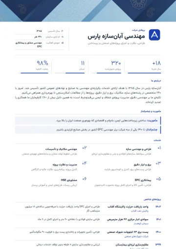 نمونه‌ی پروفایل شرکت با قالب مشاوره · آبی آرام