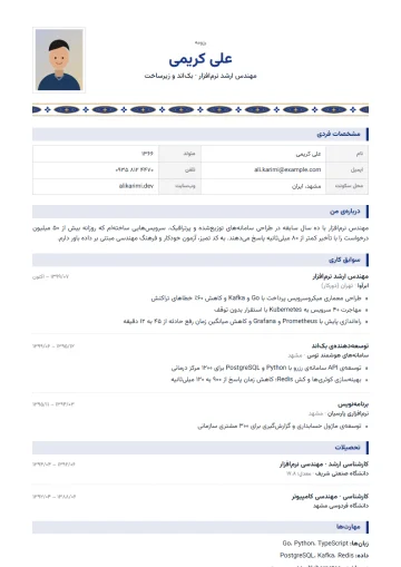 Sample resume in the Formal · Illumination template (Formal category)
