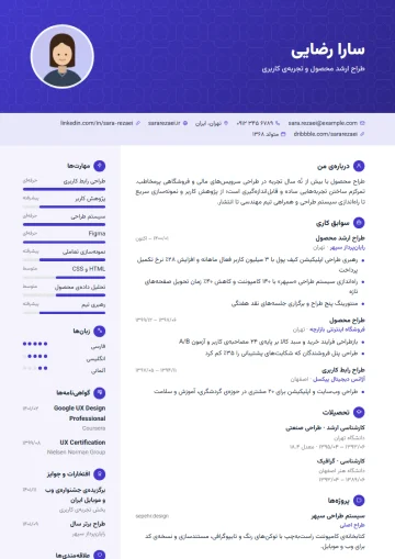 Sample resume in the Modern · Modern girih template (Modern category)