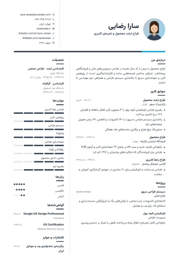 Sample resume in the Two-column · Steel template (Simple category)